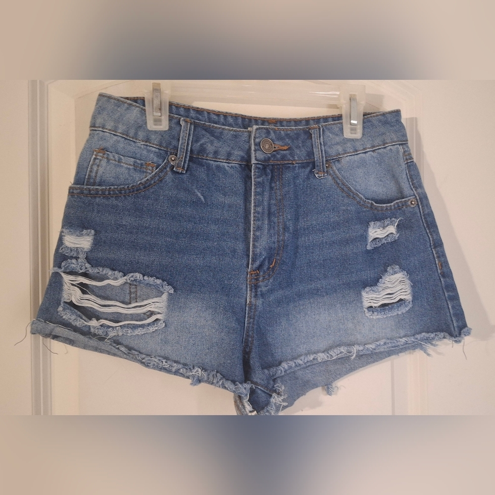 Rewash Super High RiseDistressed Denim Women Shorts Sz 1 Beach Summer Travel Cru
